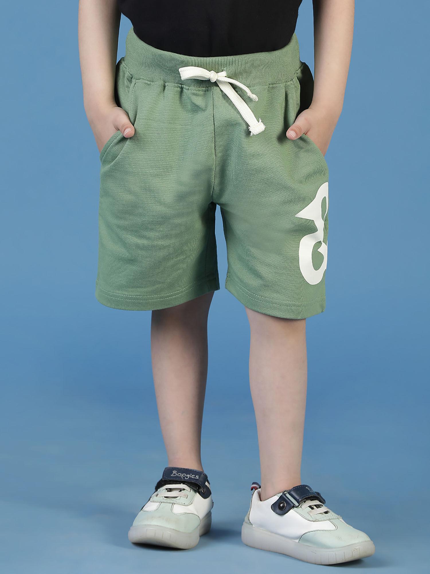 olive printed cotton bermuda for boys