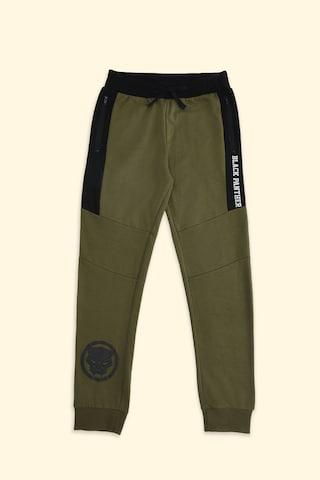 olive printed full length casual boys regular fit track pants