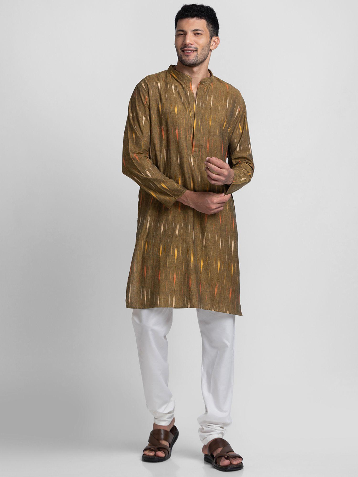 olive printed kurta