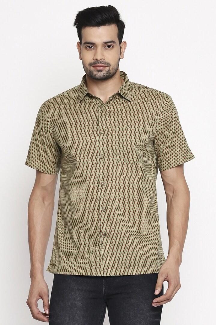 olive printed kurta