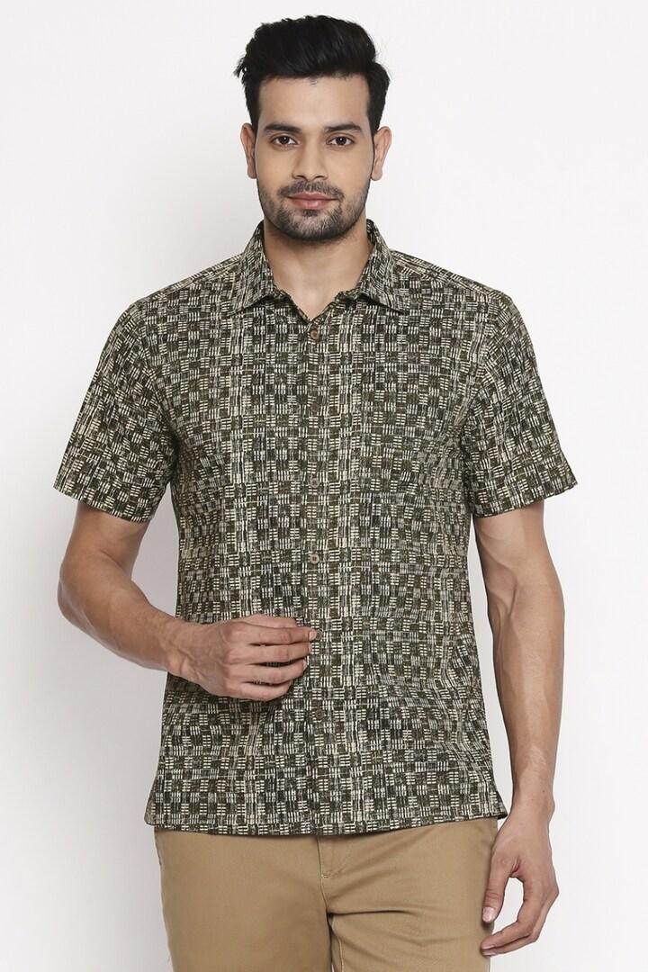 olive printed kurta