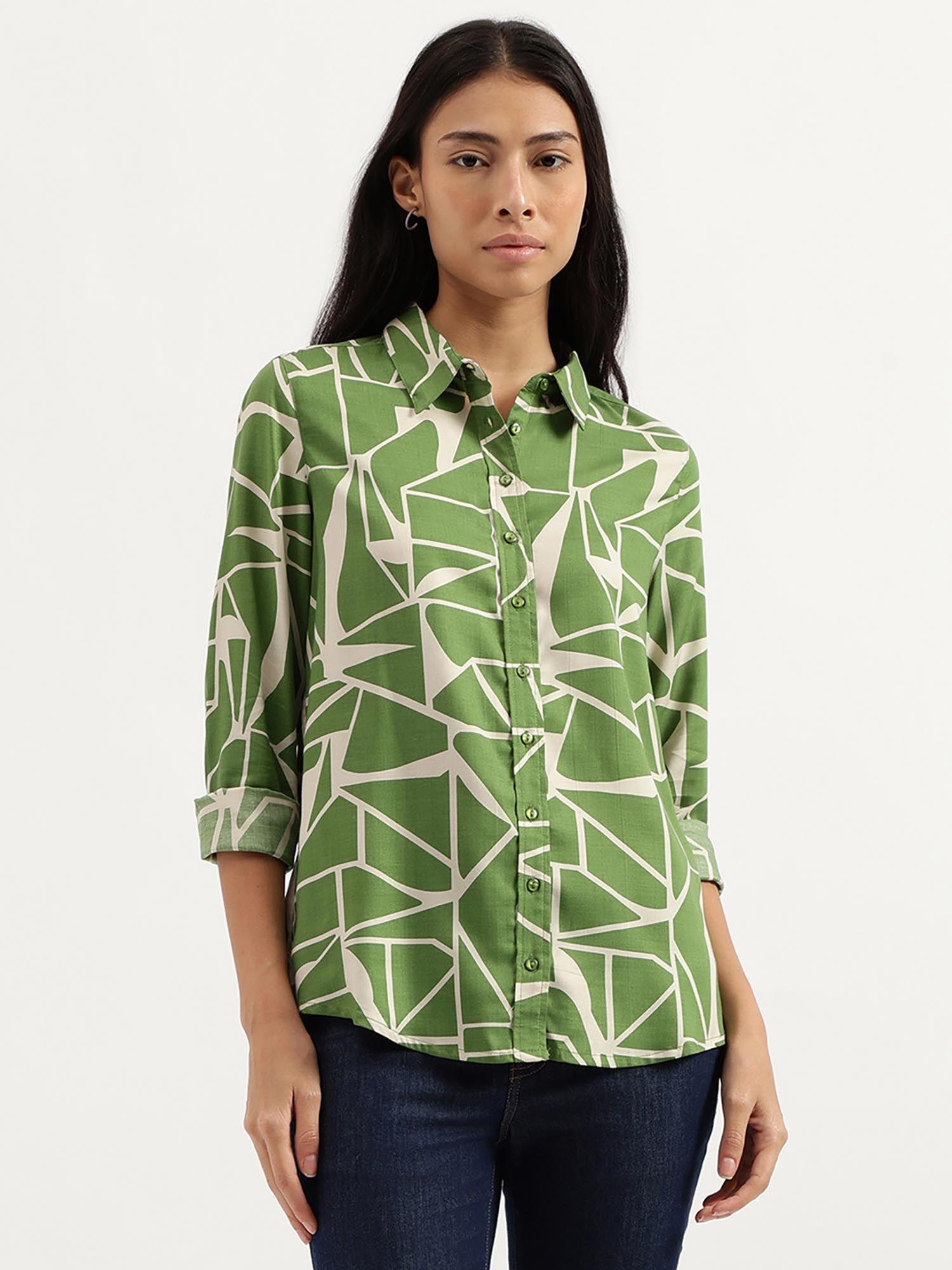 olive printed shirt