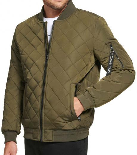 olive quilted bomber jacket