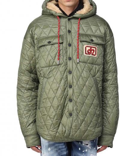 olive quilted hooded winter jacket