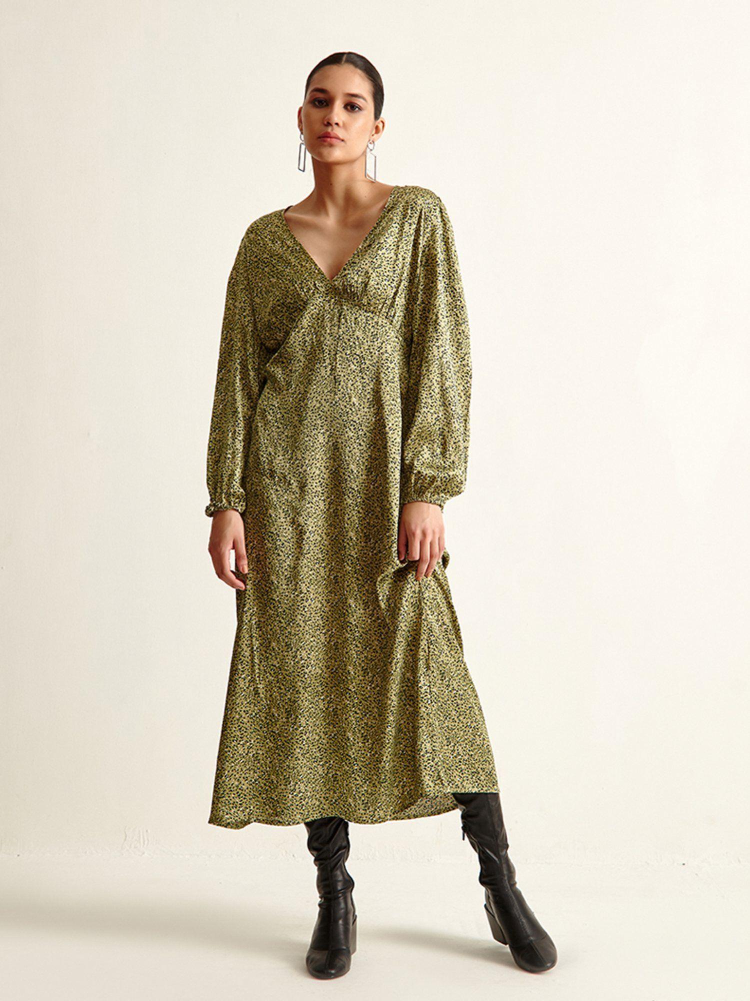 olive satin maxi dress