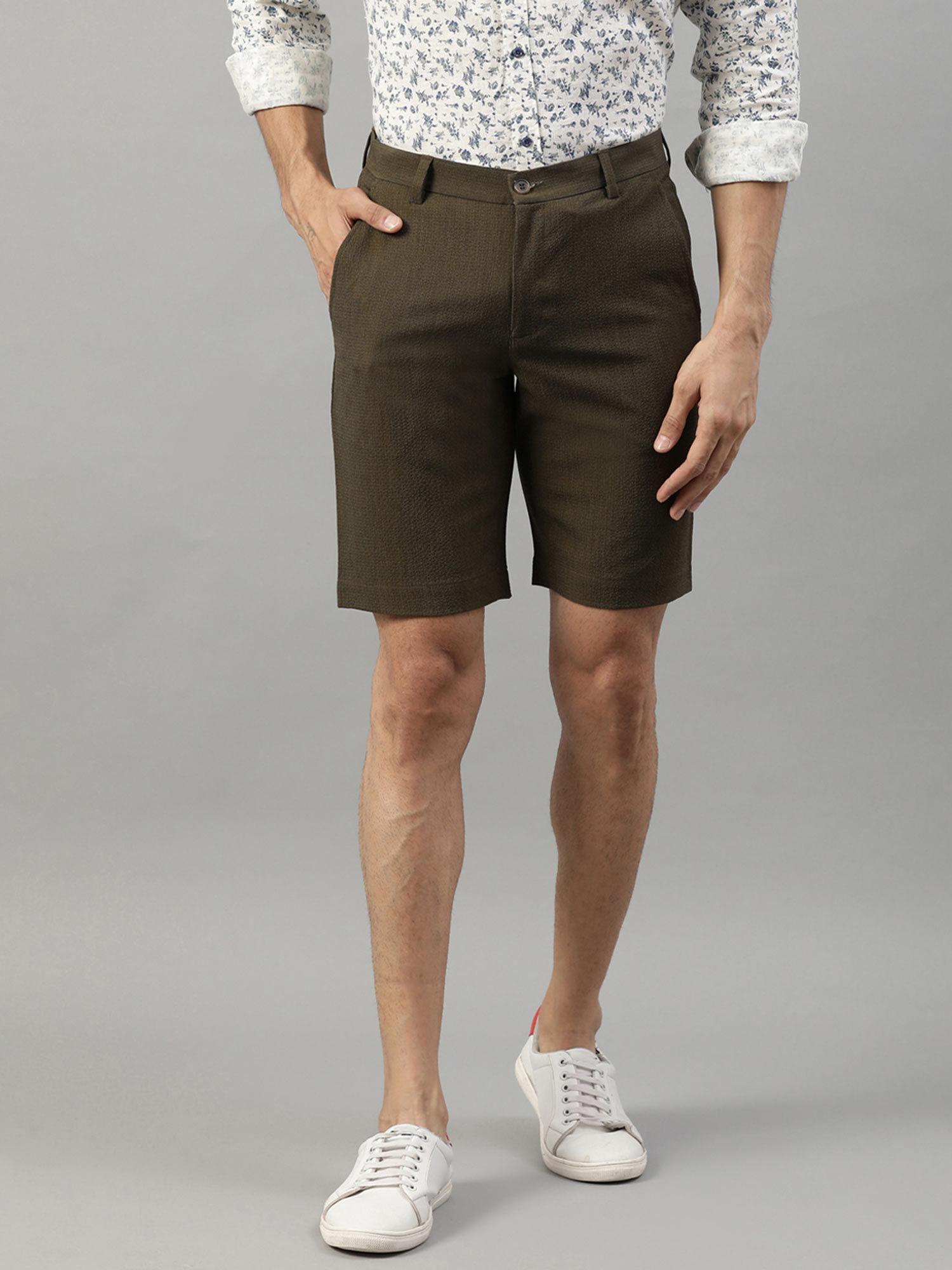 olive self design shorts