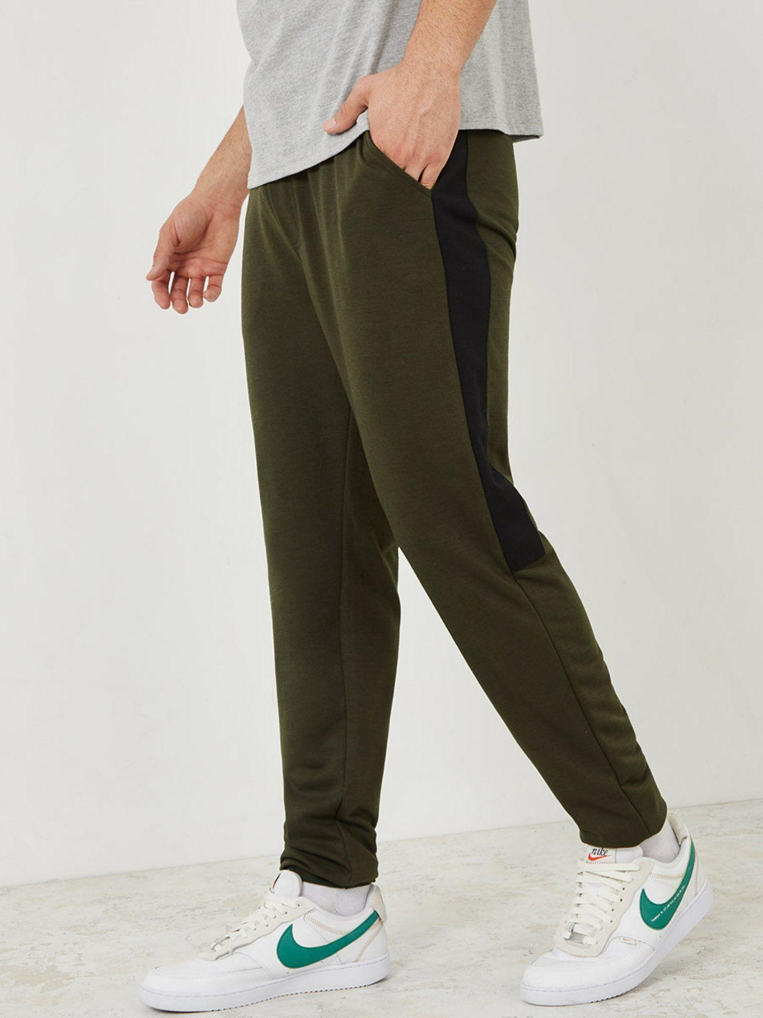 olive side contrast panel slim fit jogger