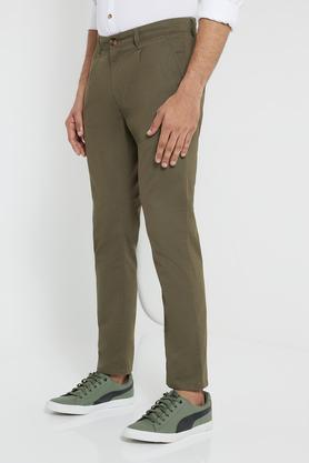 olive slim fit cropped stretch cotton chinos - olive