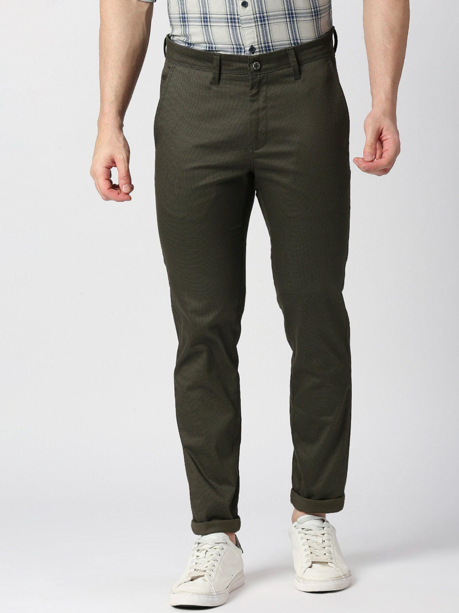 olive slim tapered cotton stretch trouser