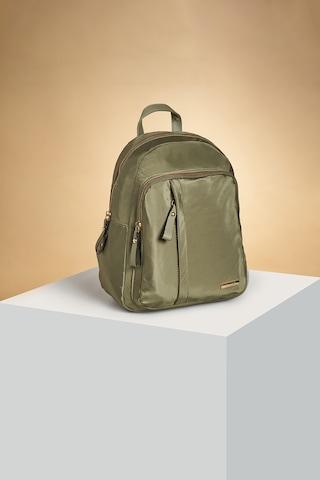 olive solid casual nylon women backpack