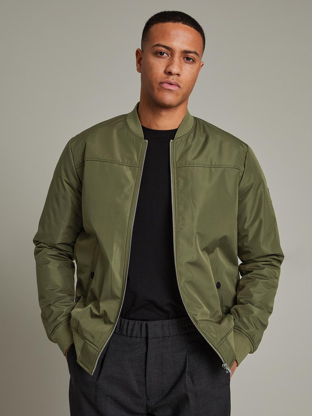 olive solid collar jacket