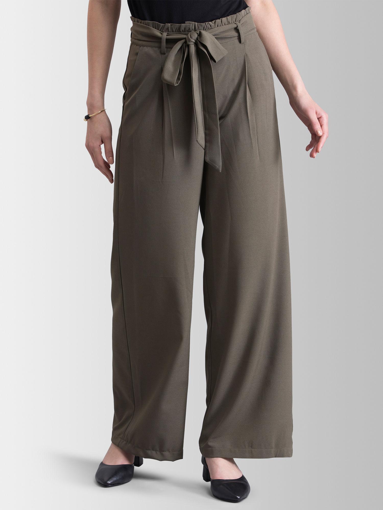 olive solid culotte