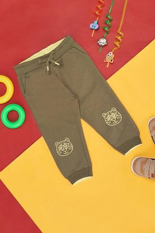 olive solid full length  casual baby regular fit  track pants