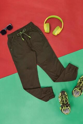 olive solid full length  casual boys jogger fit  jogger pants