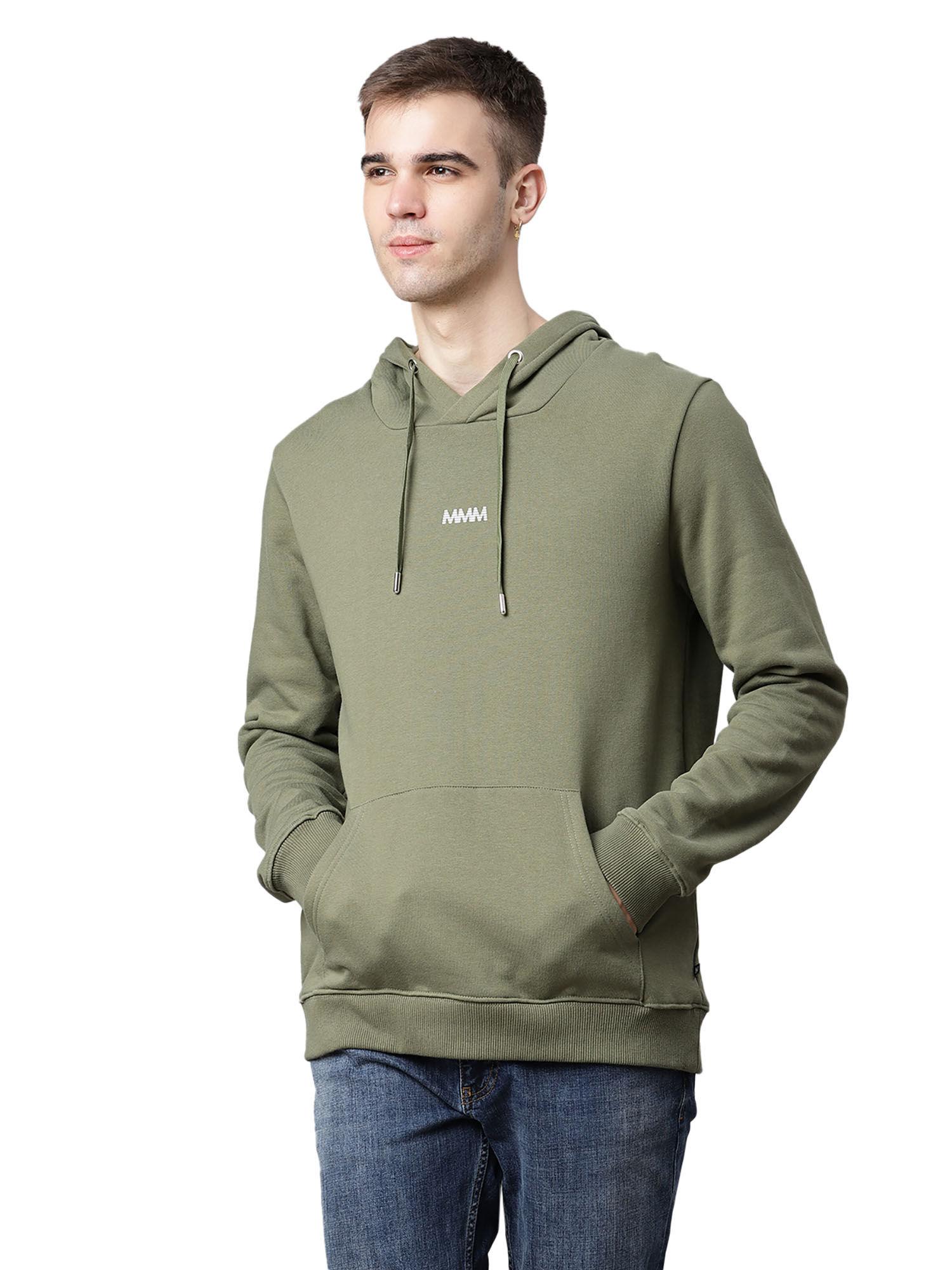 olive solid hooded sweatshirt