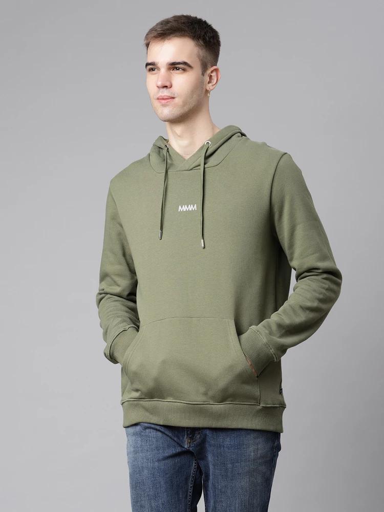 olive solid hooded sweatshirt