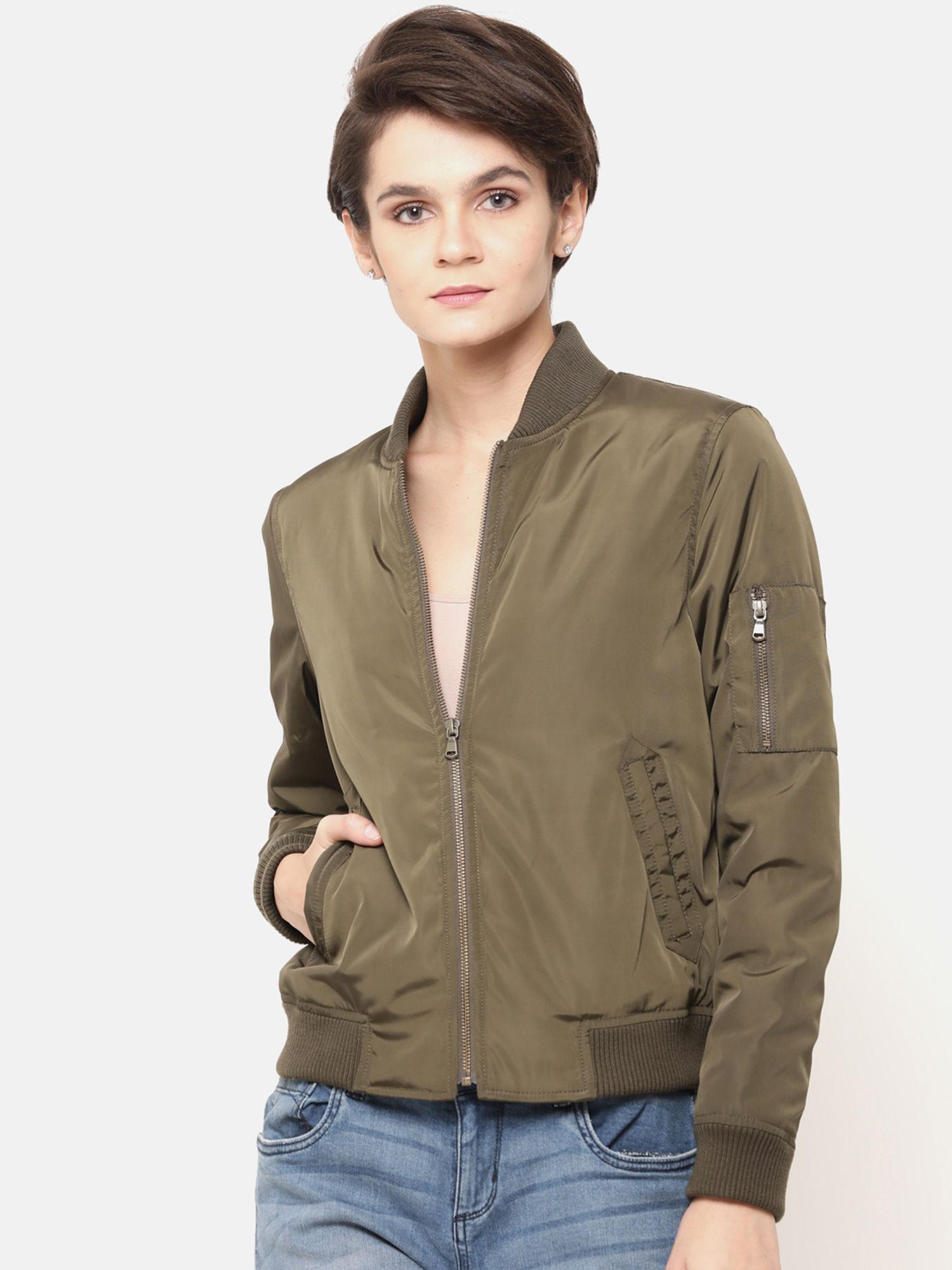 olive solid jacket