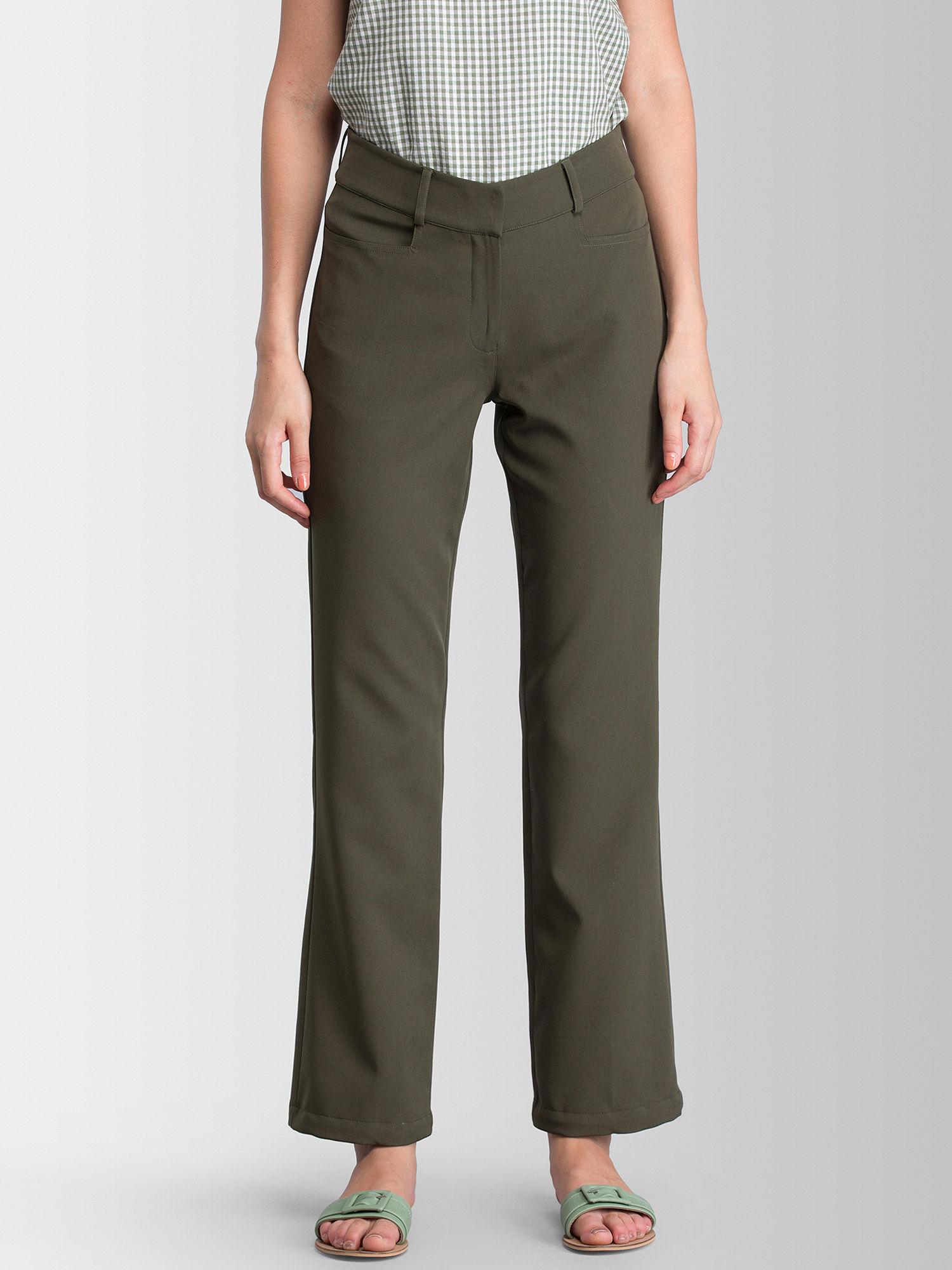 olive solid pant