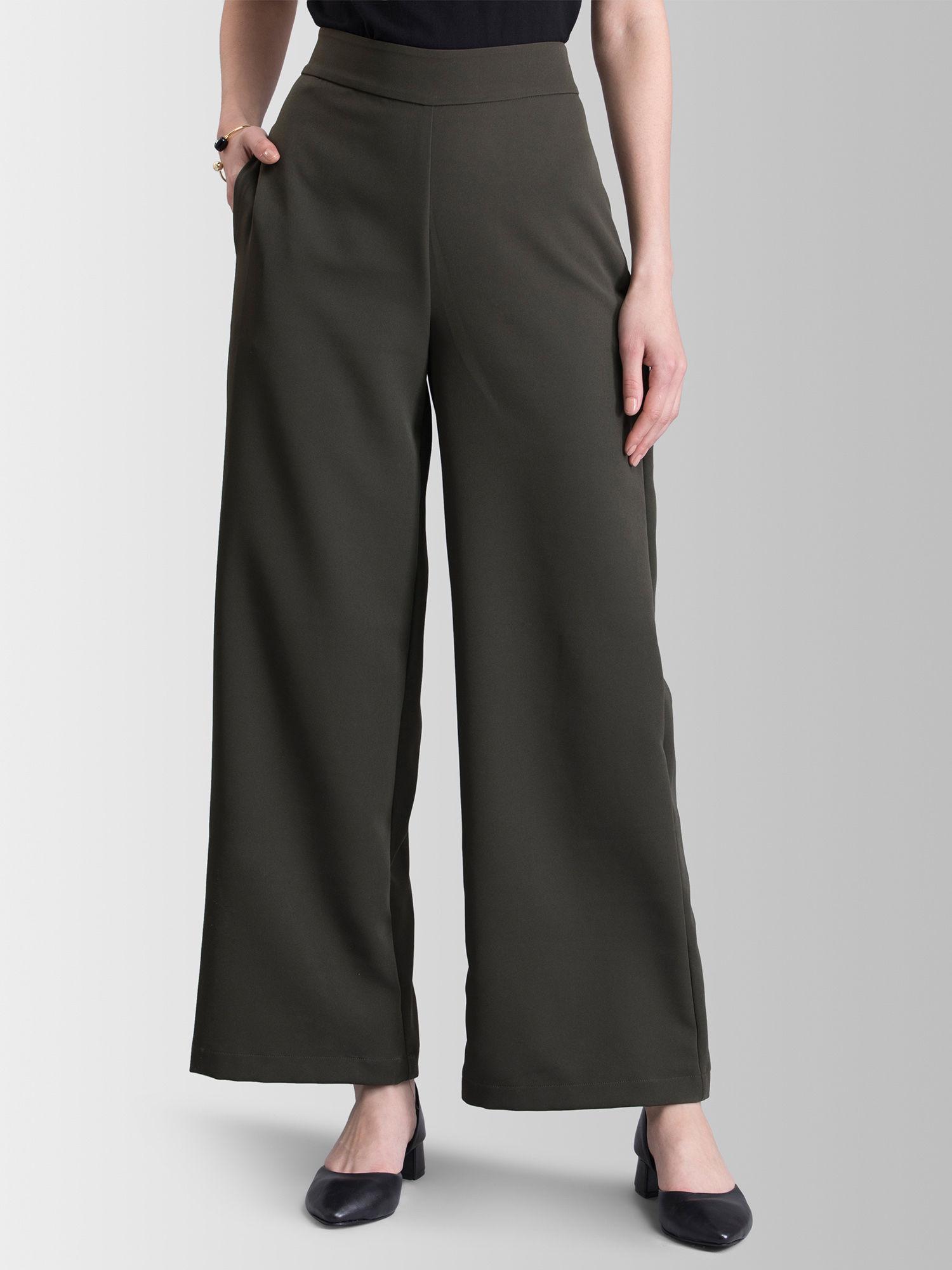 olive solid pant