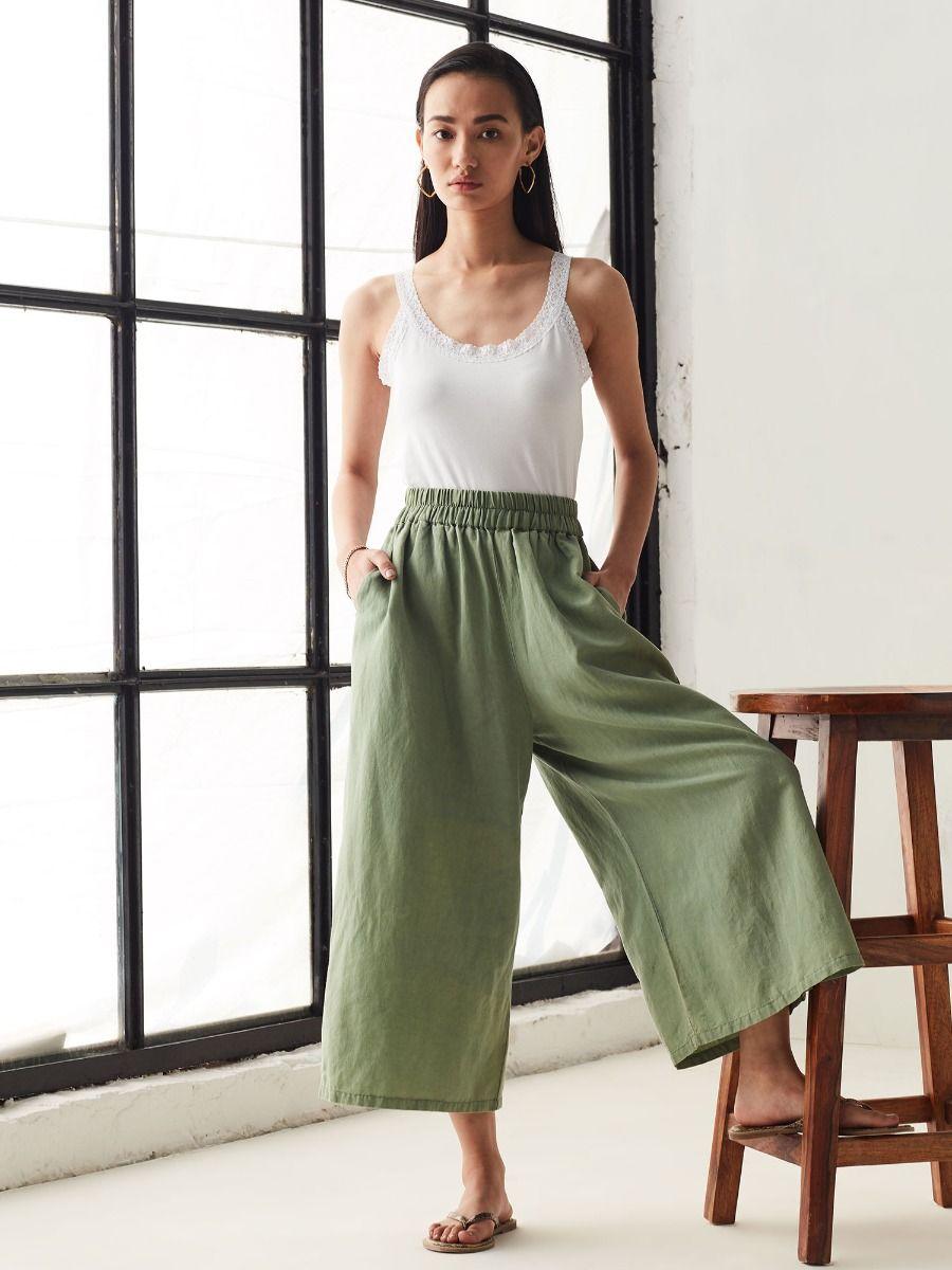 olive solid pant