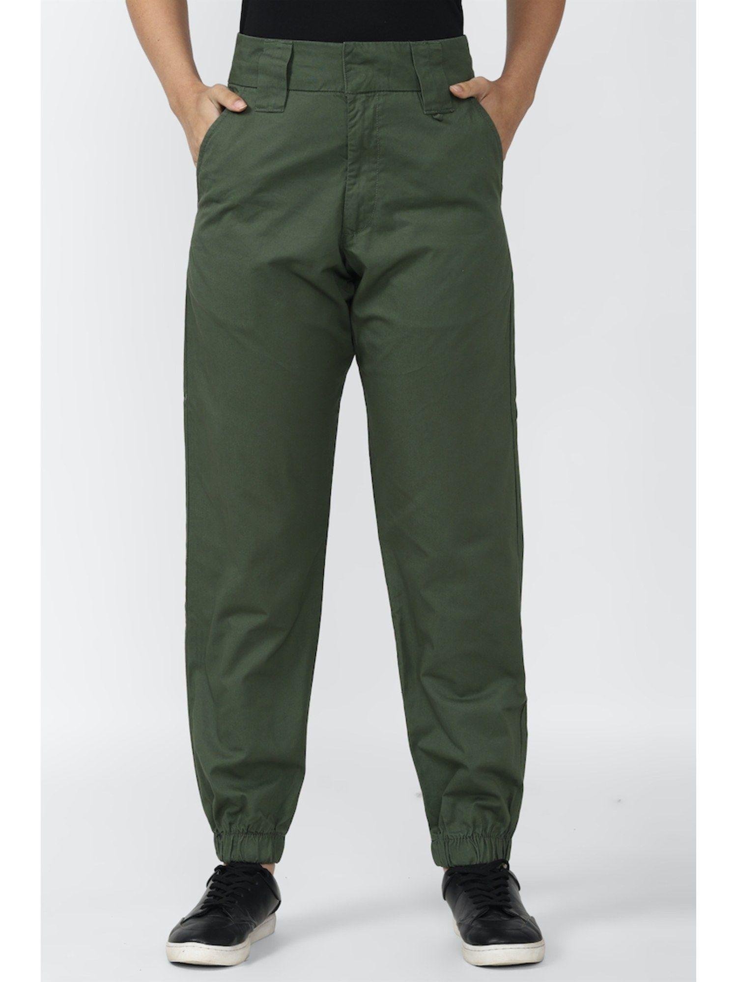 olive solid pants