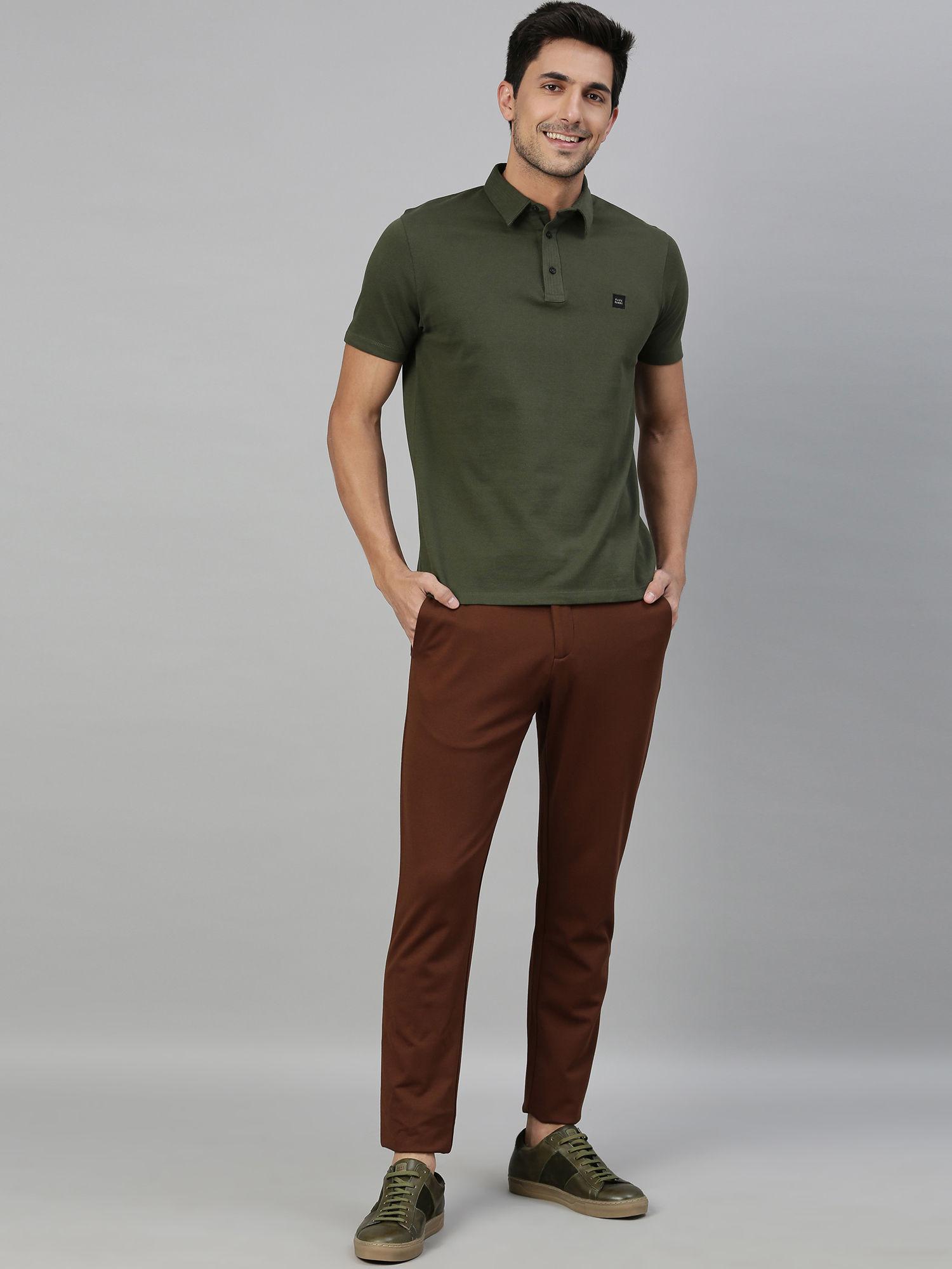 olive solid polo t-shirt