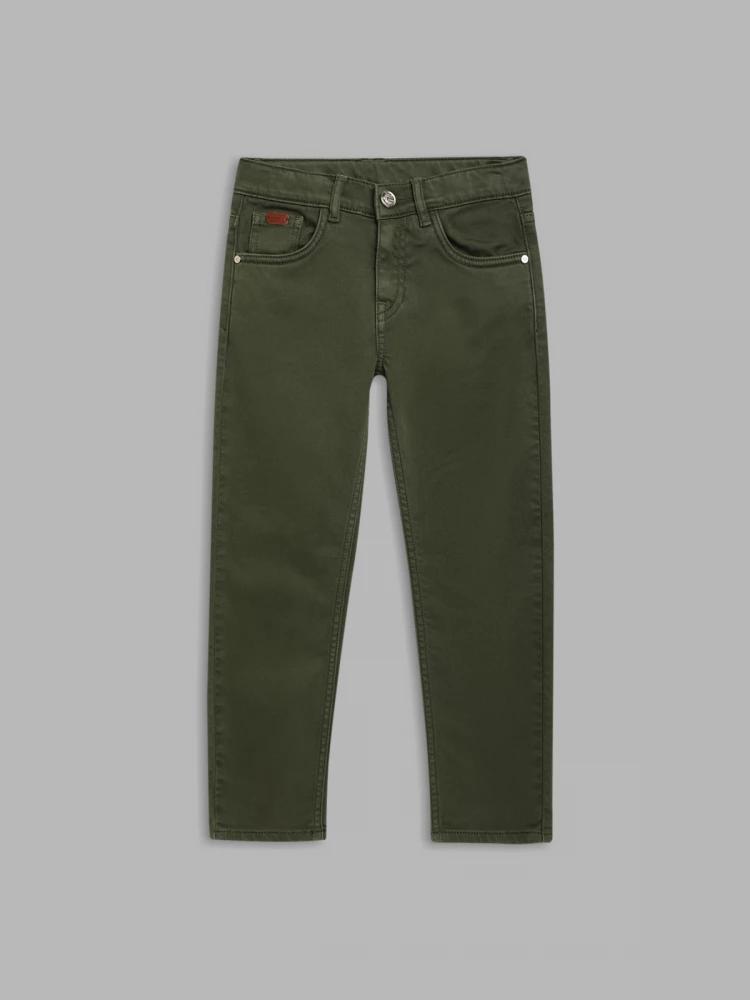 olive solid regular fit jeans