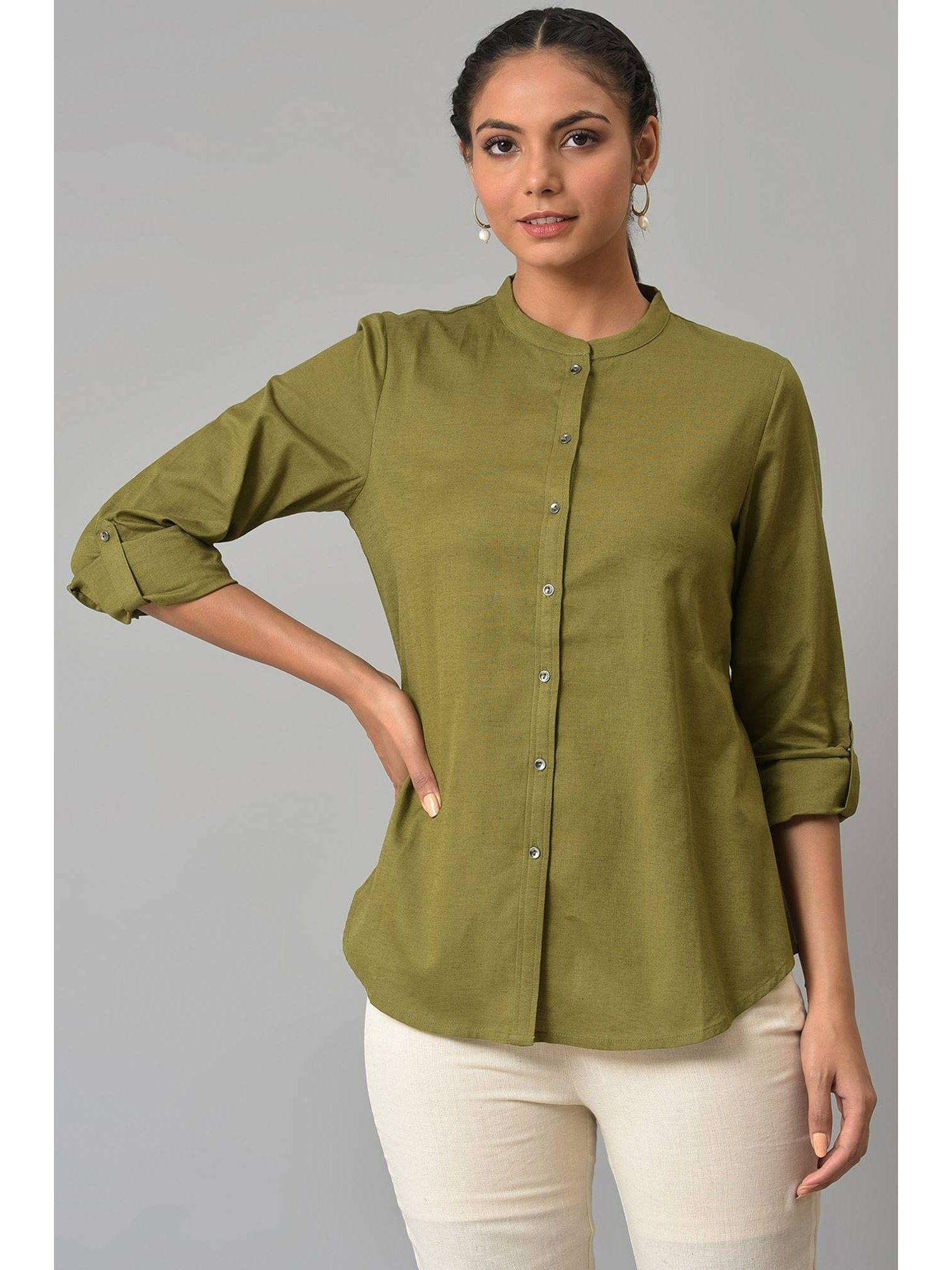 olive solid shirt