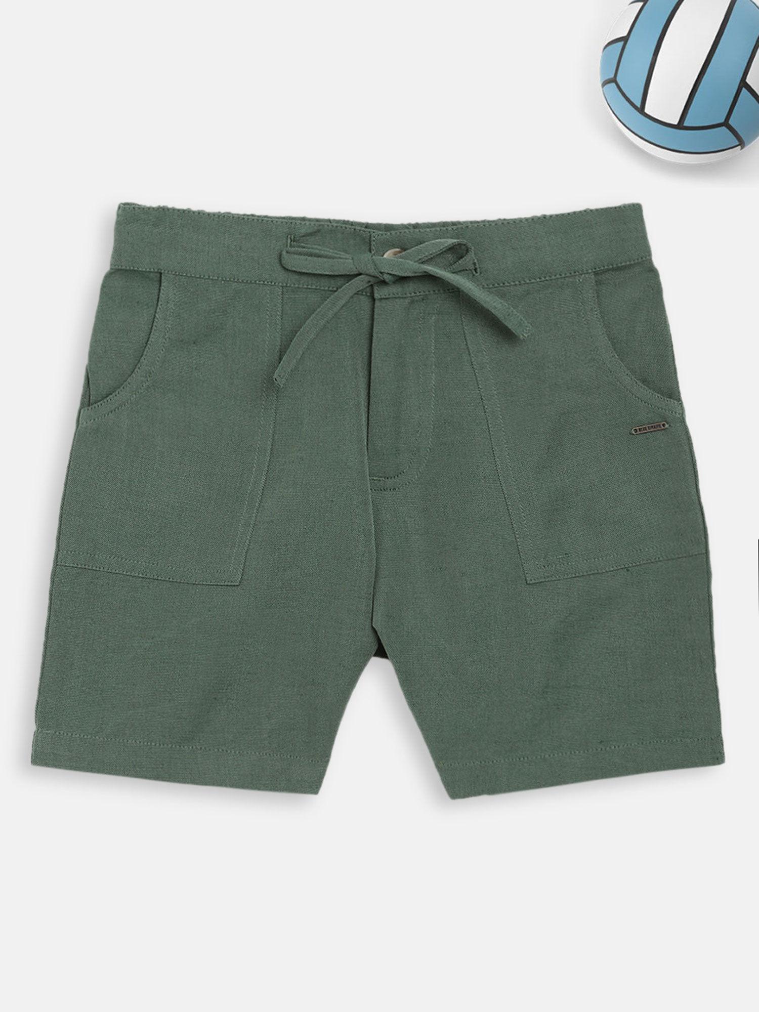olive solid shorts