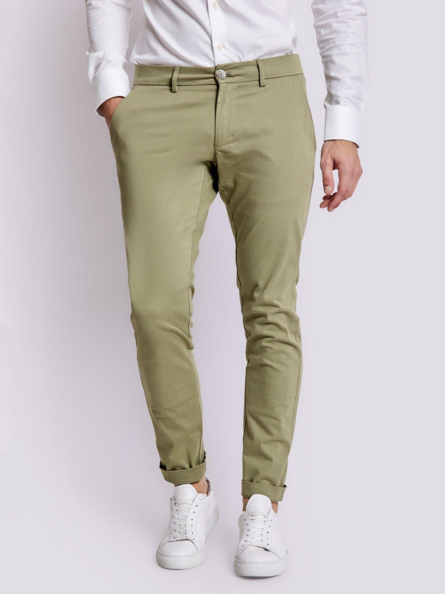 olive solid slim fit trouser