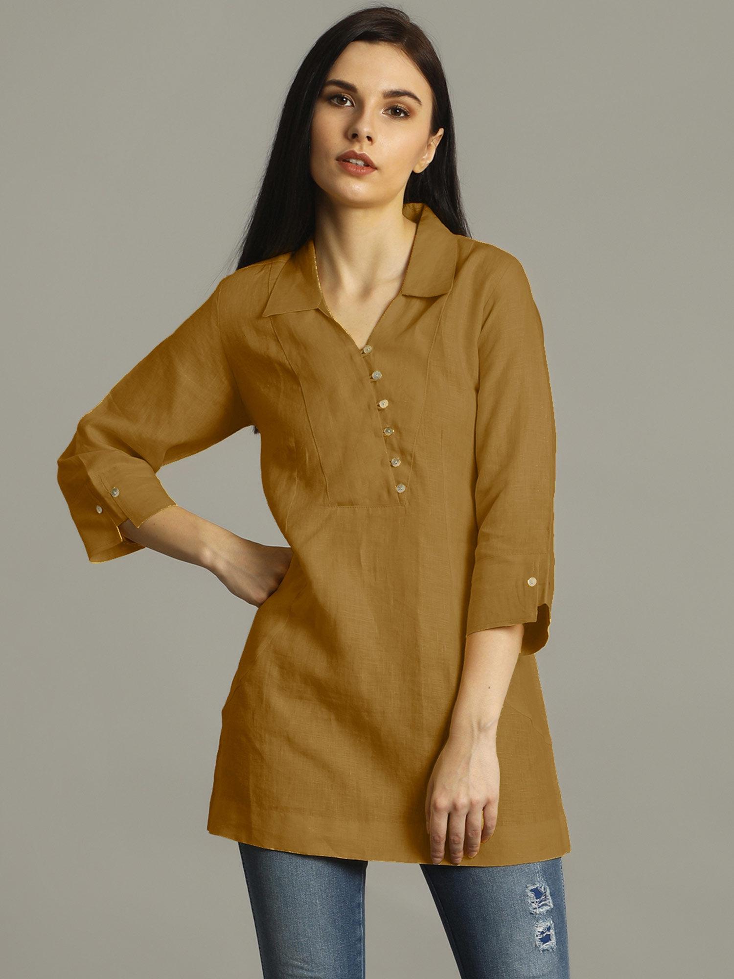 olive solid tunic