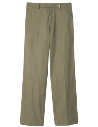 olive straight fit trousers