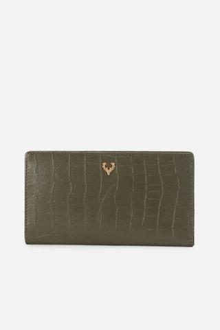 olive textured casual polyurethane women wallet