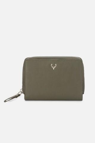 olive textured casual polyurethane women wallet