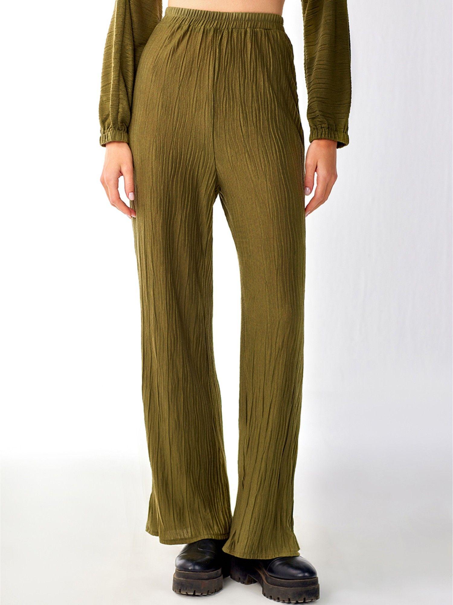 olive wide leg trouser