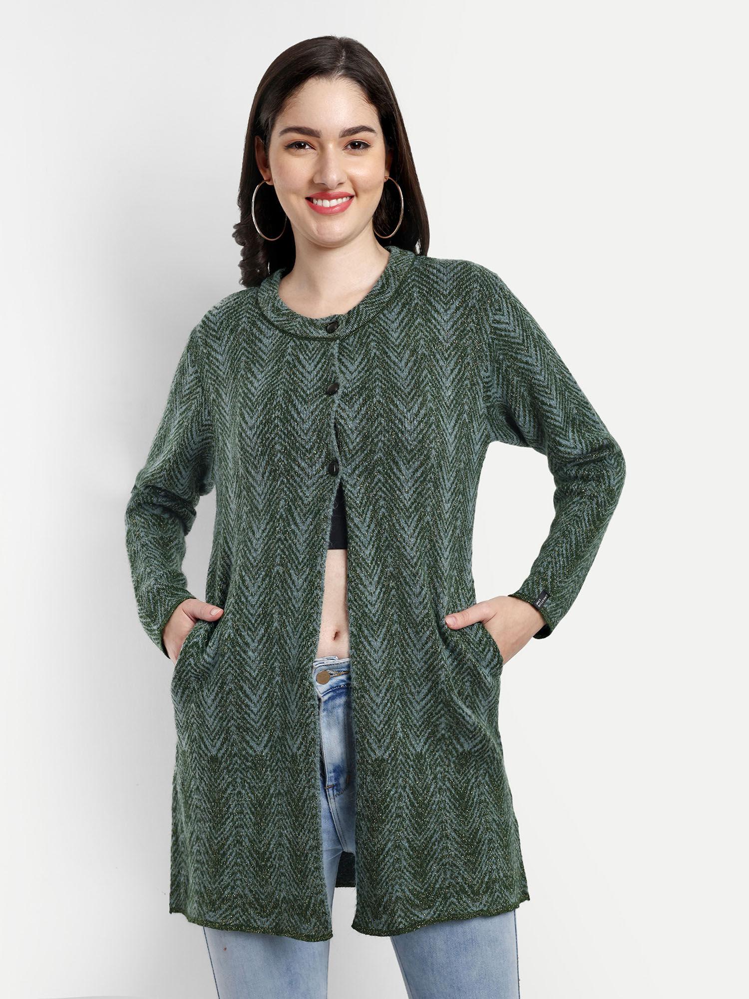 olive women knitted wool coat