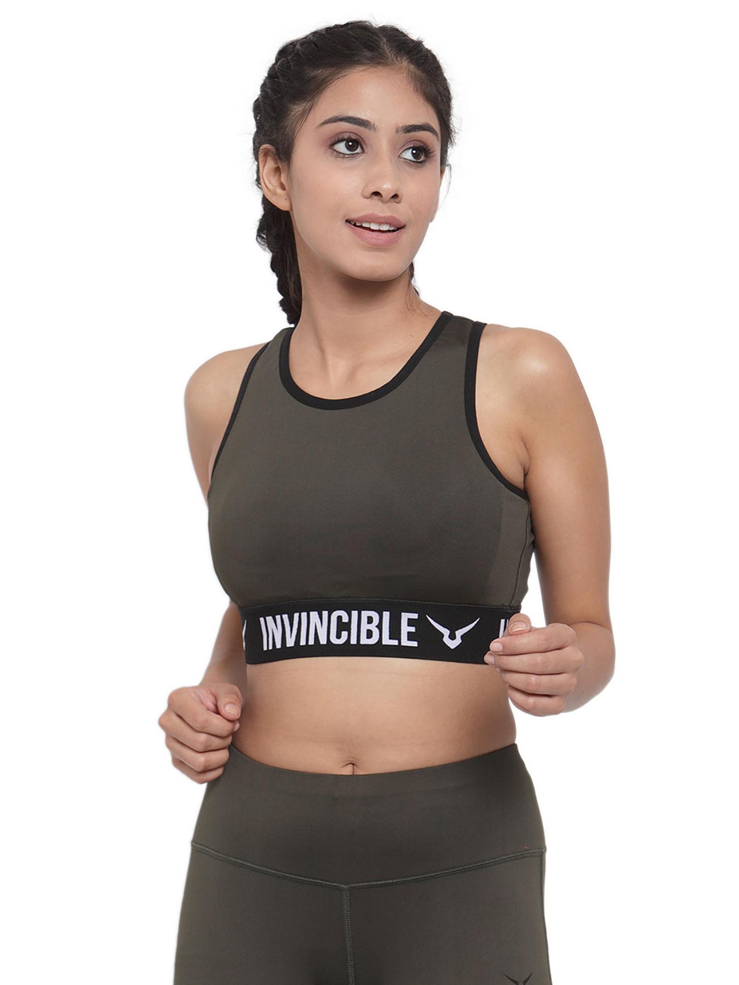 olive womens mesh back sports bra