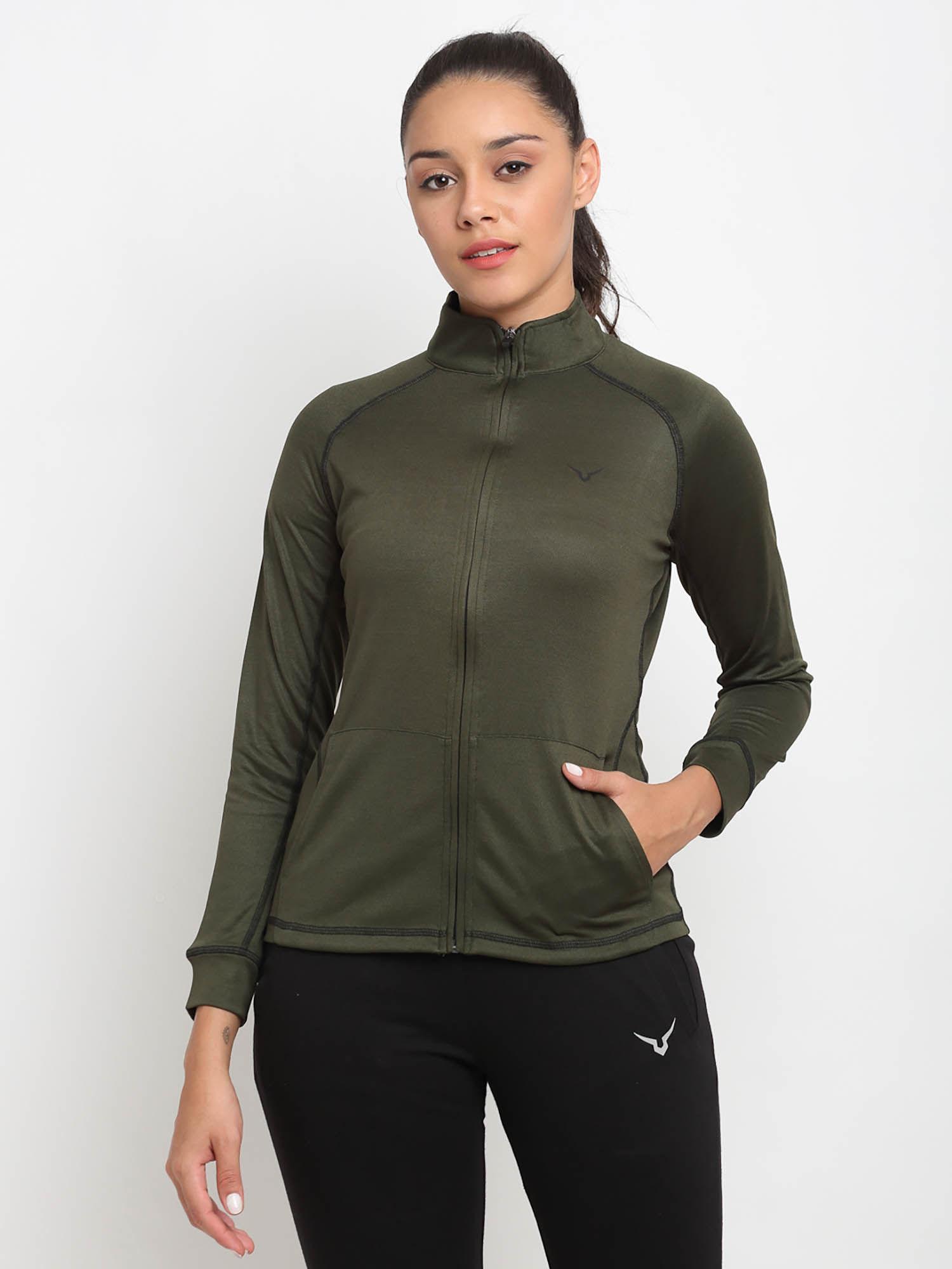 olive womens zip up jacket