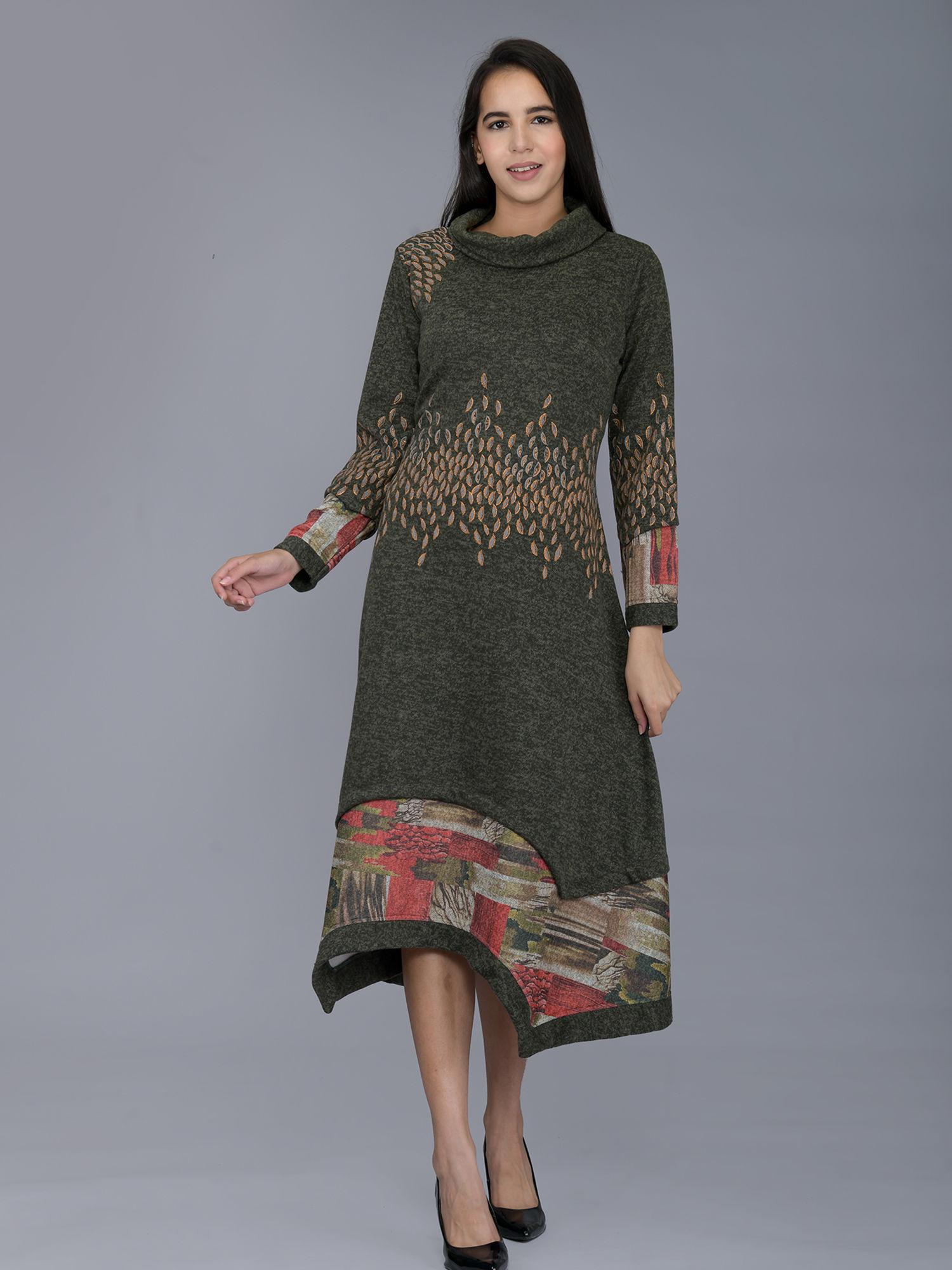 olive woollen kurti