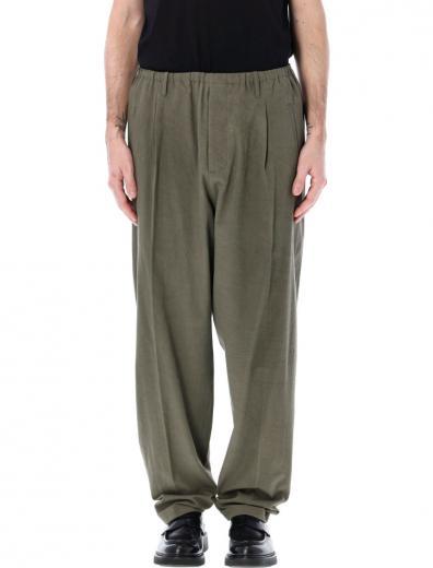 olive wrinkled-effect pants