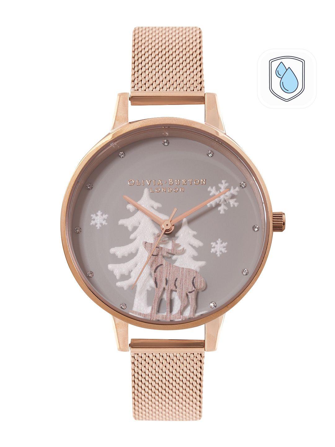 olivia burton women embellished winter wonderland bracelet watch ob16aw01-grey