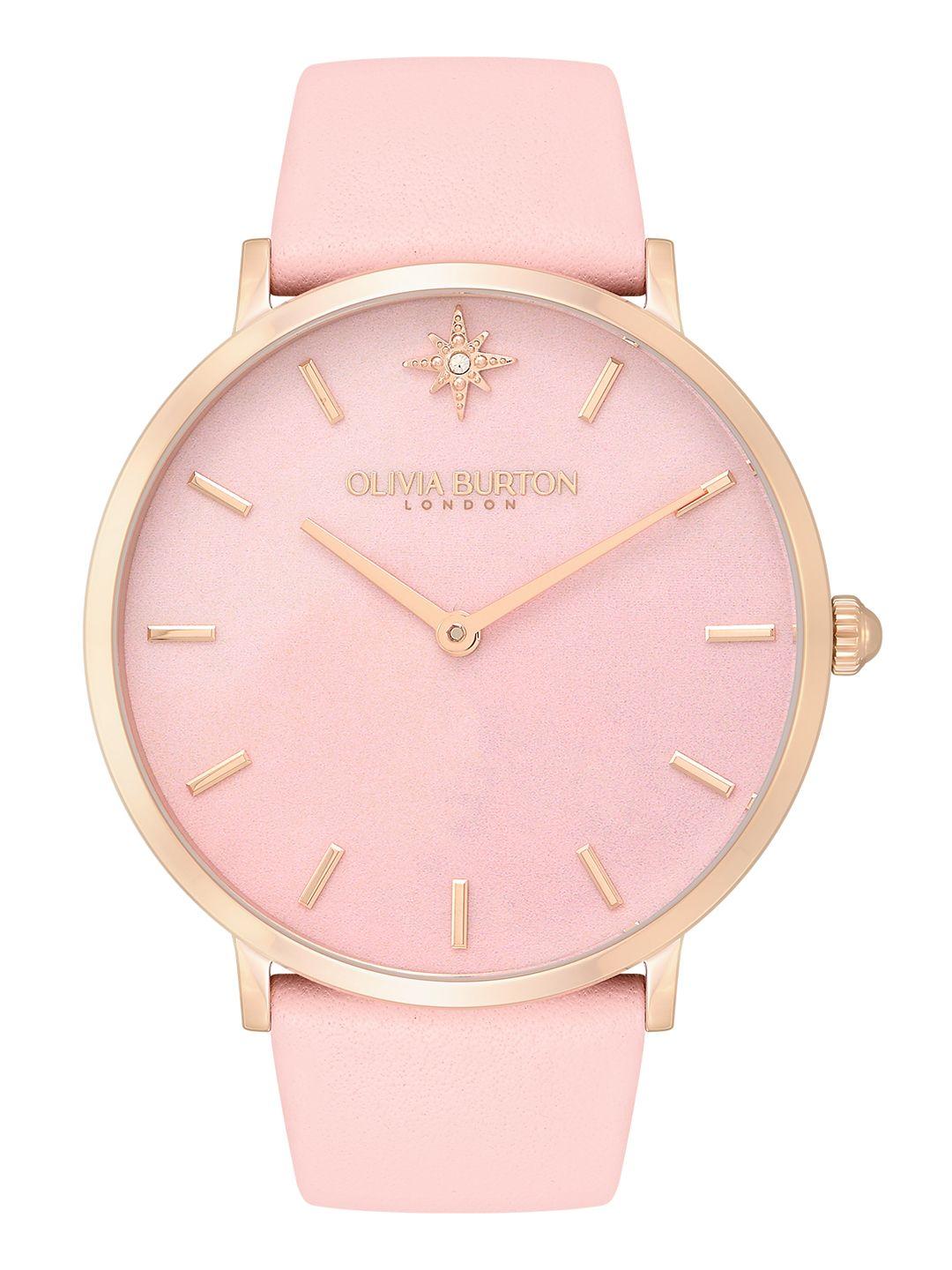 olivia burton london ultra slim women textured dial leather strap analogue watch 24000069