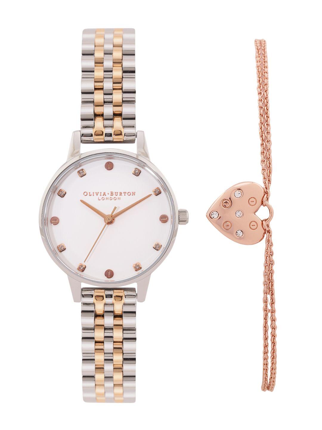olivia burton london women classics bracelet style watch with bracelet obgset159-white