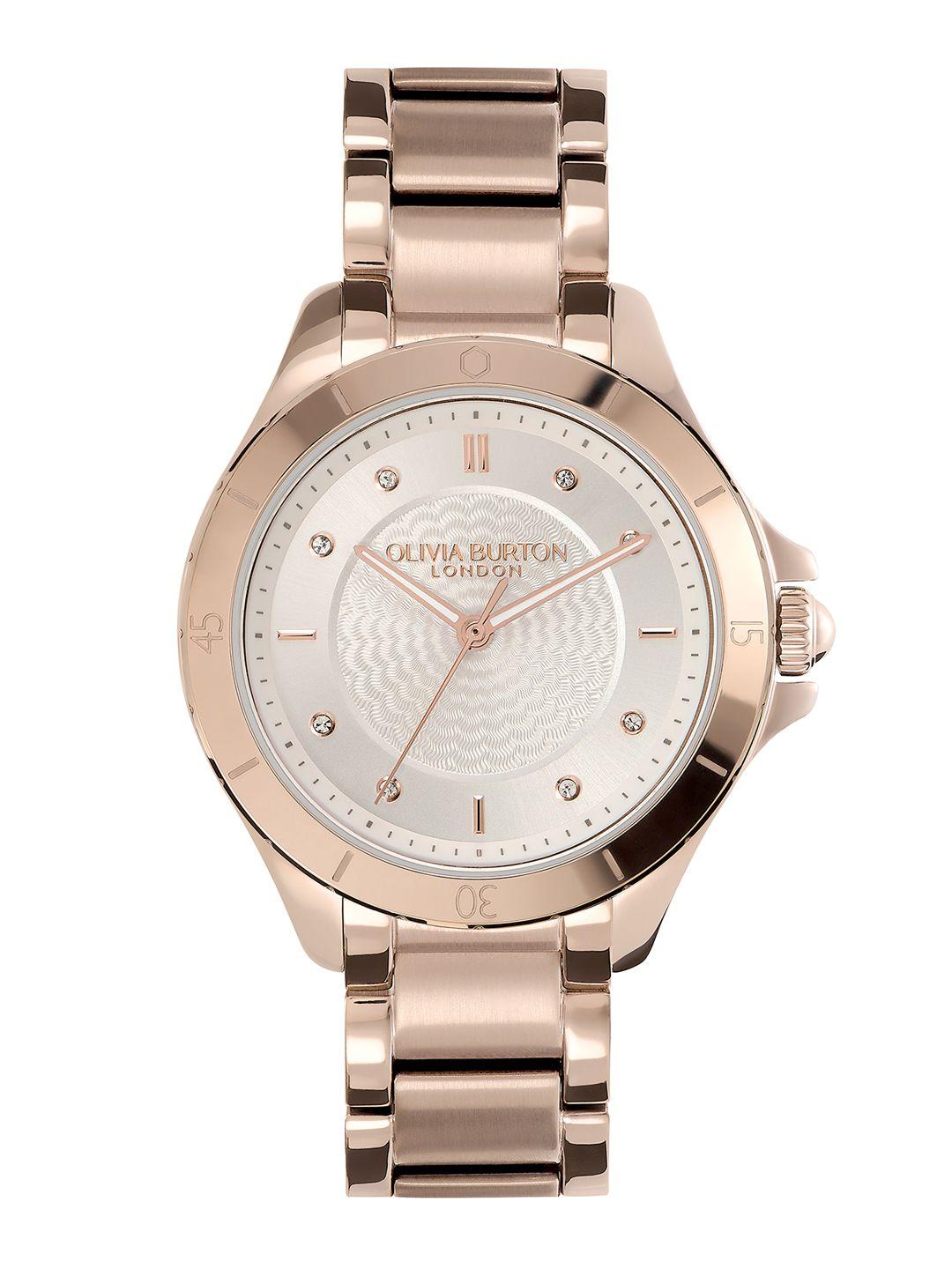 olivia burton london women embellished guilloche analogue watch