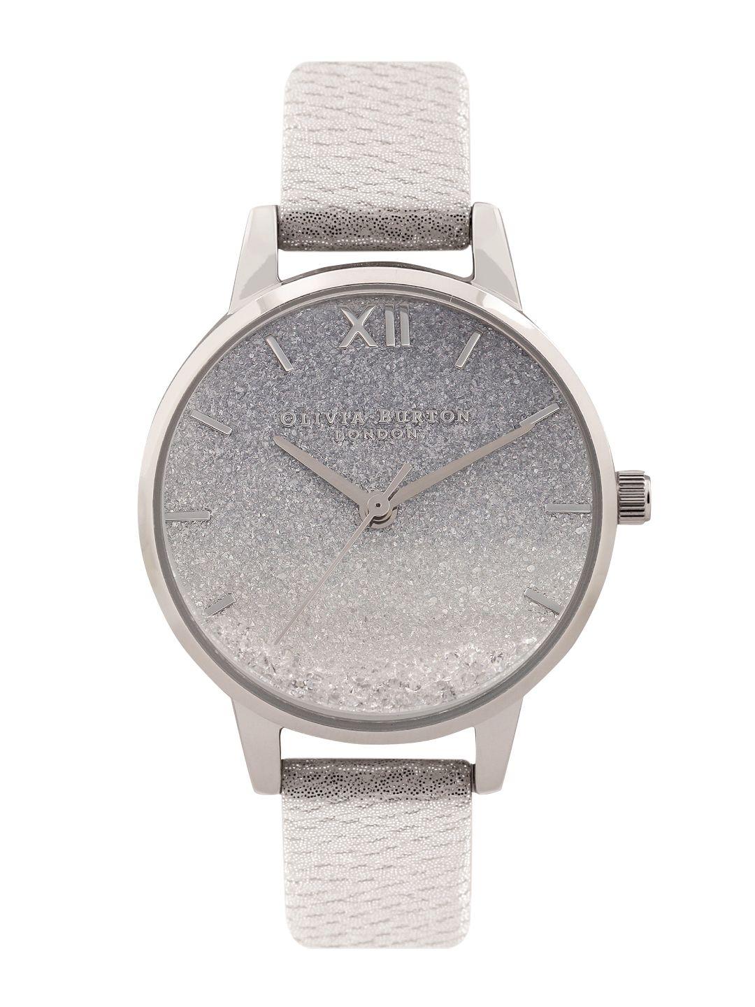 olivia burton london women embellished under the sea leather analogue watch ob16us42-grey