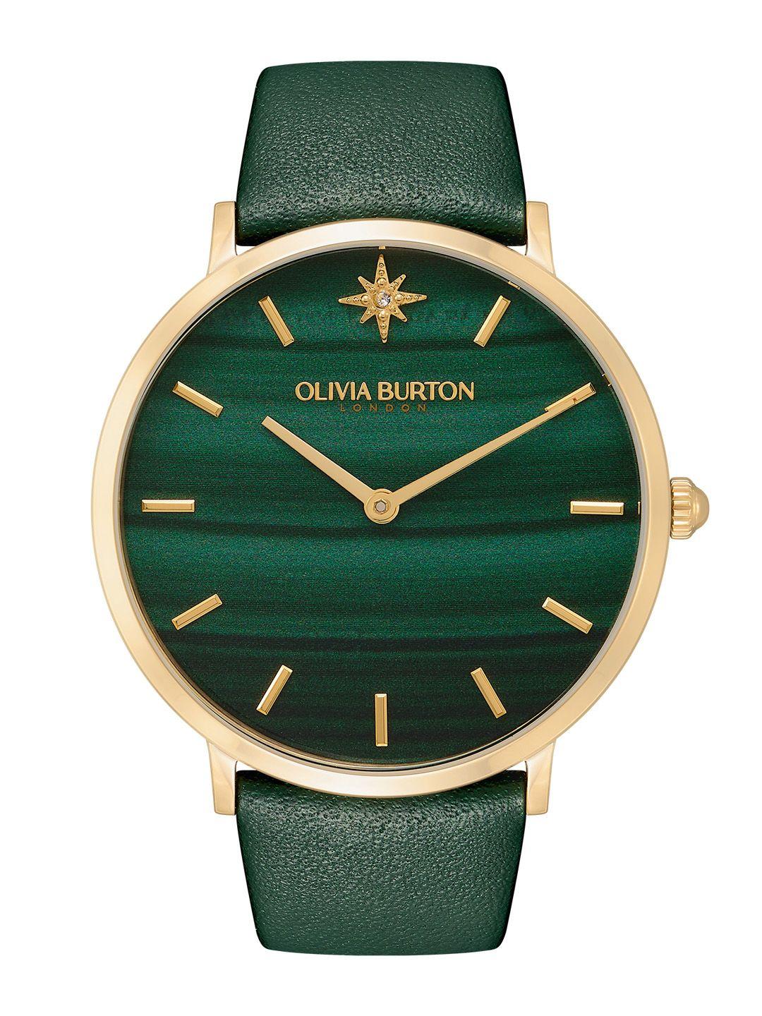 olivia burton london women ultra slim leather analogue watch 24000067-green