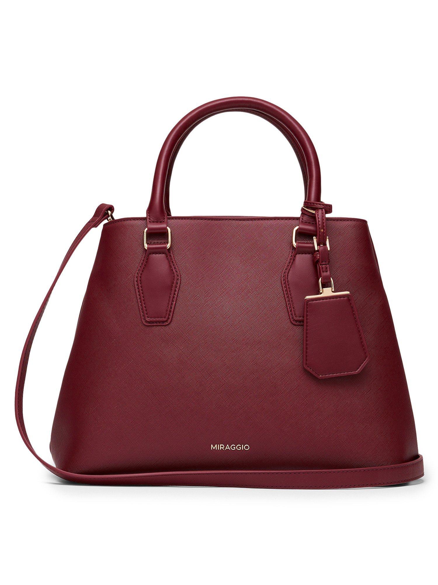 olivia handbag with adjustable and detachable crossbody strap - red (m)
