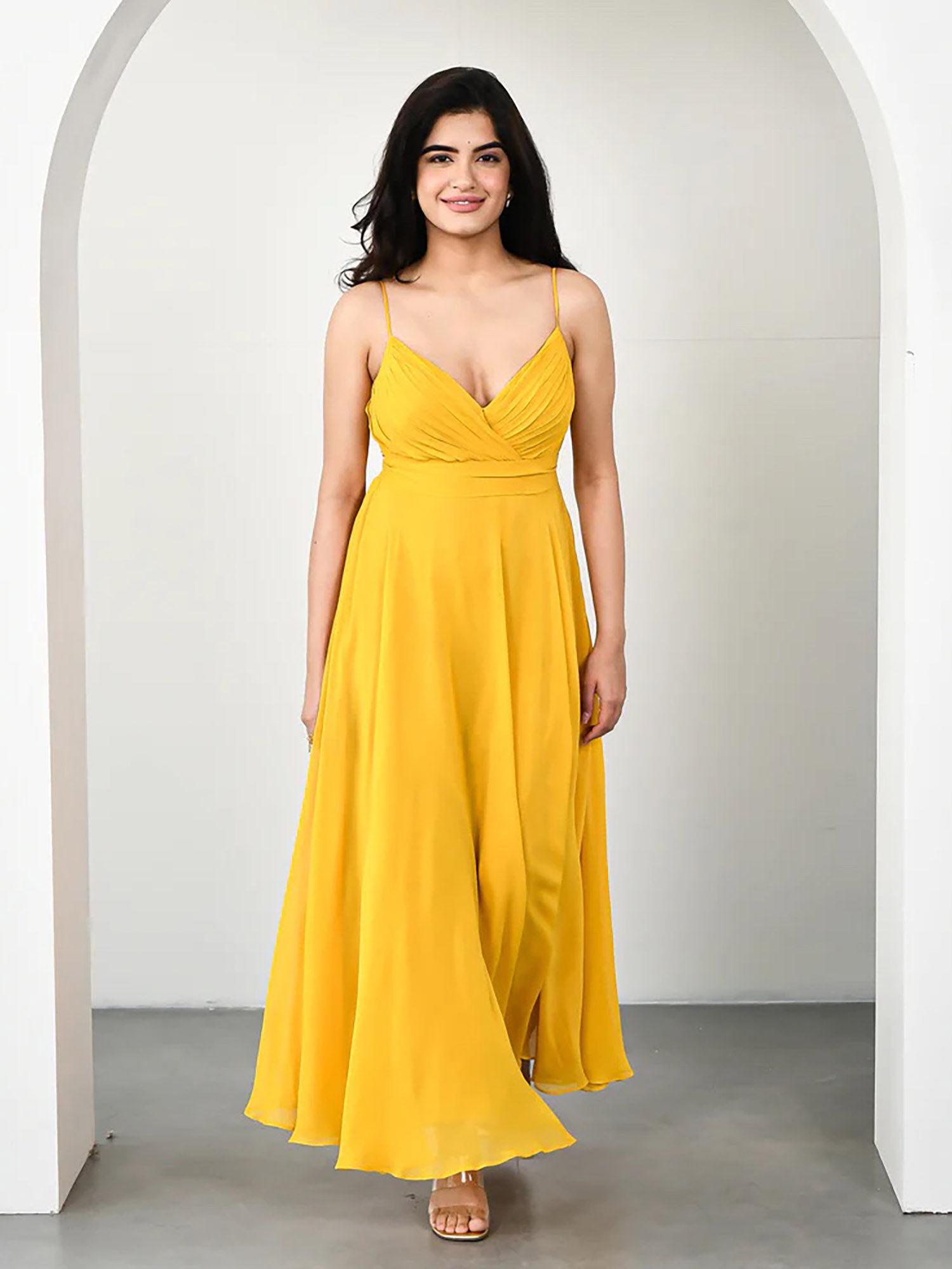 olivia yellow georgette dress