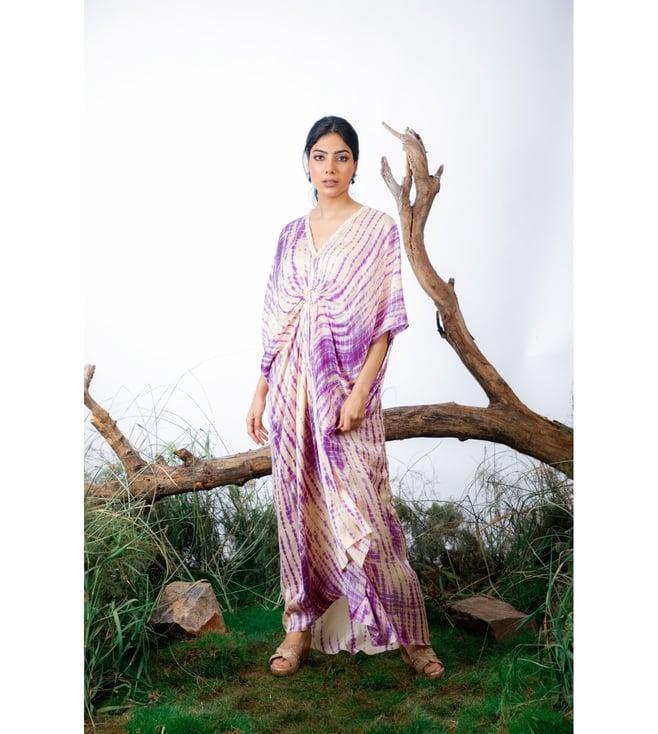 omaana by ranjan bothra purple meraki shibori ring kaftan