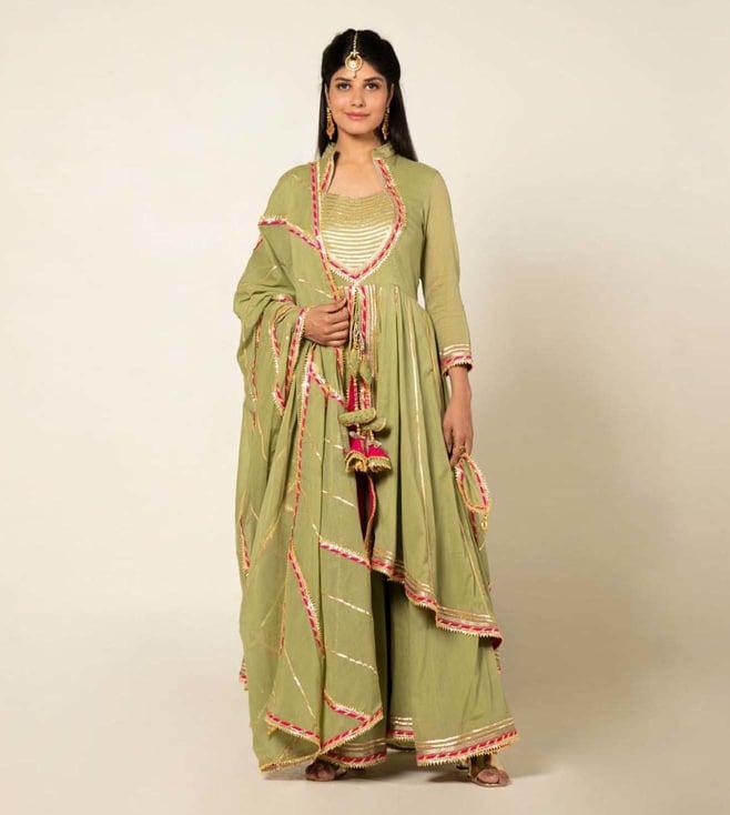 omaana jaipure harit meera kurta with sharara & dupatta